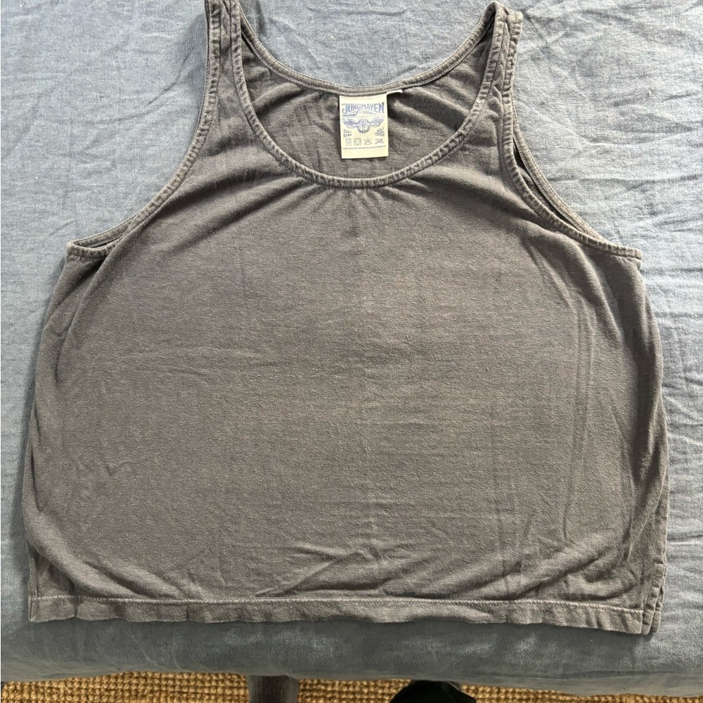 Jungmaven Gray Cotton and Hemp Cropped Tank